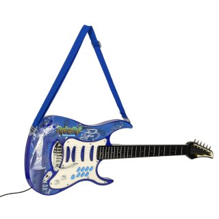 Gitara elektryczna rockowa ze wzmacniaczem mikrofonem dla dzieci niebieska