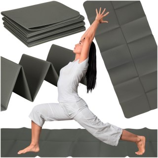 Mata fitness gimnastyczna do ćwiczeń jogi pilatesu fitness joga składana 183x61x0,4 cm szara