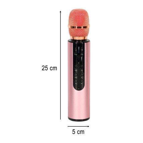 Mikrofon bezprzewodowy karaoke dla dzieci głośnik Bluetooth 2000mAh karta SD USB wysoka jakość różowy