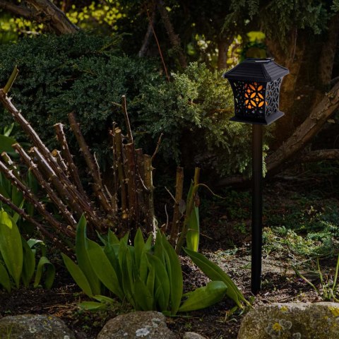 Lampa solarna ogrodowa ażurowa latarenka wisząca wbijana lampion 12 LED