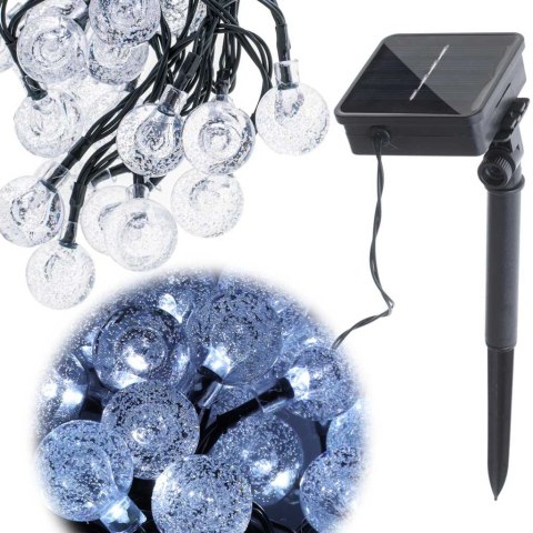 Lampki ogrodowe solarne kulki 7m 50LED zimny biały Lampki ogrodowe solarne kulki 7m 50LED zimny biały
