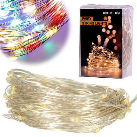 Lampki LED druciki dekoracyjne świąteczne choinkowe 10m 100LED multikolor Lampki LED druciki dekoracyjne świąteczne choinkowe 10m 100LED multikolor