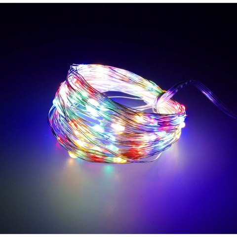 Lampki LED druciki dekoracyjne świąteczne choinkowe 10m 100LED multikolor Lampki LED druciki dekoracyjne świąteczne choinkowe 10m 100LED multikolor