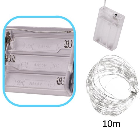 Lampki LED druciki dekoracyjne świąteczne choinkowe 10m 100LED zimny biały Lampki LED druciki dekoracyjne świąteczne choinkowe 10m 100LED zimny biały