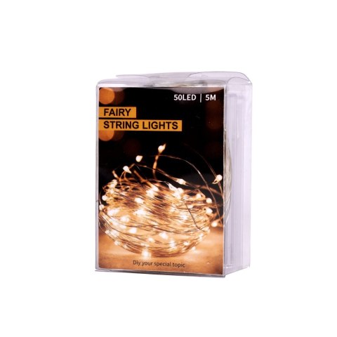 Lampki LED druciki dekoracyjne świąteczne choinkowe 5m 50LED zimny biały Lampki LED druciki dekoracyjne świąteczne choinkowe 5m 50LED zimny biały