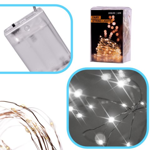 Lampki LED druciki dekoracyjne świąteczne choinkowe 5m 50LED zimny biały Lampki LED druciki dekoracyjne świąteczne choinkowe 5m 50LED zimny biały