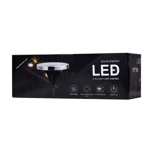 Lampy ogrodowe solarne najazdowe gruntowe czujnik zmierzchu wbijane świecący dysk 8LED 12szt. zimny biały