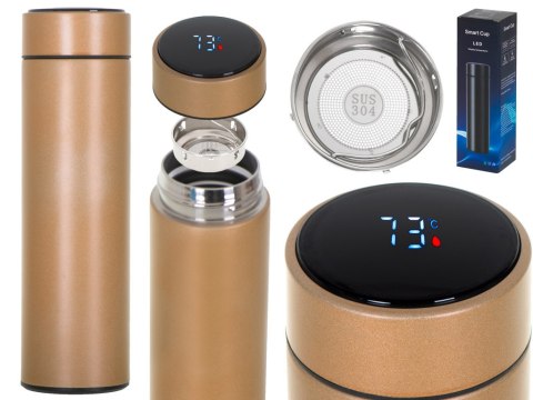 Kubek bidon termiczny termos smart LED 500ml złoty Kubek bidon termiczny termos smart LED 500ml złoty