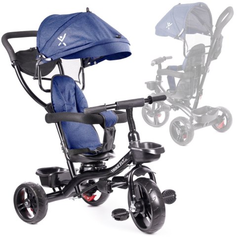 Rowerek trójkołowy Trike Fix Lite rower spacerówka 3w1 obracany 360 wolne koło granatowy Rowerek trójkołowy Trike Fix Lite rower spacerówka 3w1 obracany 360 wolne koło granatowy