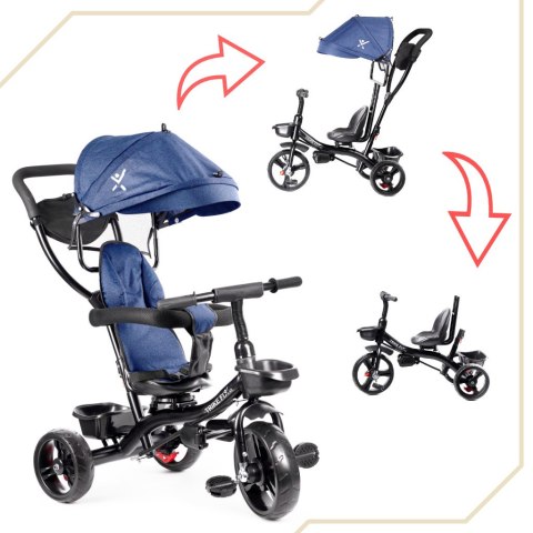 Rowerek trójkołowy Trike Fix Lite rower spacerówka 3w1 obracany 360 wolne koło granatowy Rowerek trójkołowy Trike Fix Lite rower spacerówka 3w1 obracany 360 wolne koło granatowy