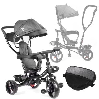 Rowerek trójkołowy Trike Fix Lite rower spacerówka 3w1 obracany 360 wolne koło szary
