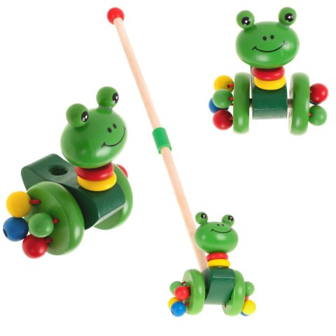 Pchacz na kiju żabka spacerowa drewniana Pchacz na kiju żabka spacerowa drewniana