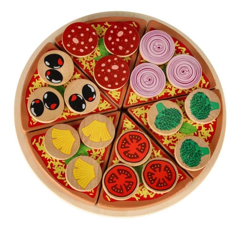 Pizza drewniany zestaw do zabawy na rzep akcesoria łopatka nóż talerz nauka krojenia 20cm