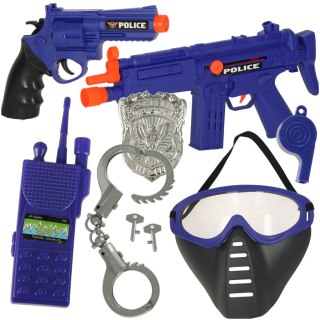 Zestaw policyjny małego policjanta pistolet karabin maska kajdanki akcesoria policyjne