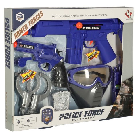 Zestaw policyjny małego policjanta pistolet karabin maska kajdanki akcesoria policyjne Zestaw policyjny małego policjanta pistolet karabin maska kajdanki akcesoria policyjne