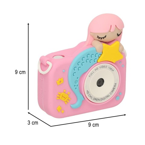Aparat cyfrowy fotograficzny dla dzieci kamera zabawka + karta 32GB różowy syrenka
