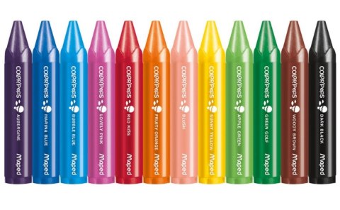 Kredki świecowe dla małych dzieci 1+ Maped 12 kolorów Kredki świecowe dla małych dzieci 1+ Maped 12 kolorów