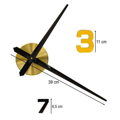 Zegar ścienny naklejany DIY regulowany 100-120 cm czarny złoty 12 cyfr Zegar ścienny naklejany DIY regulowany 100-120 cm czarny złoty 12 cyfr