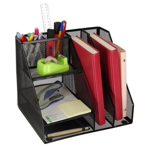 Organizer przybornik na biurko biurkowy duży A4 metalowy 7 komór Organizer przybornik na biurko biurkowy duży A4 metalowy 7 komór