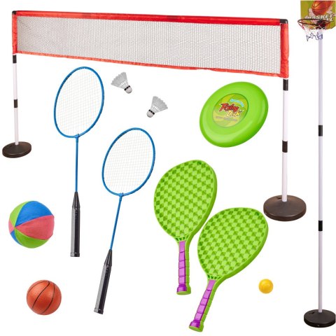 Zestaw sportowy 5w1 badminton koszykówka siatkówka tenis frisbee Zestaw sportowy 5w1 badminton koszykówka siatkówka tenis frisbee
