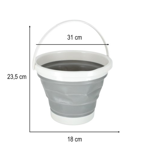 Wiadro silikonowe wiaderko składane uniwersalne z raczką kempingowe na grzyby ryby 10 L szary Wiadro silikonowe wiaderko składane uniwersalne z raczką kempingowe na grzyby ryby 10 L szary