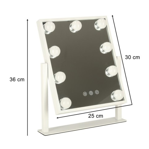 Lusterko do makijażu kosmetyczne podświetlane 9 LED Hollywood z 9 żarówkami USB 25 x 30 cm