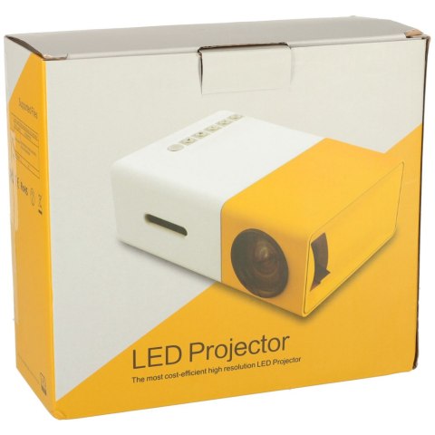 Mini projektor rzutnik przenośny LED TFT LCD 1920x1080 24-60" USB HDMI 12V biało-pomarańczowy