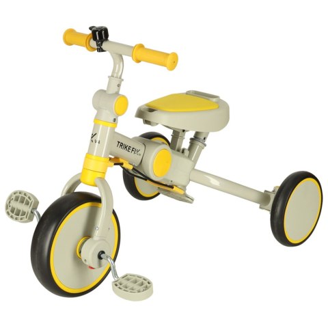 Rowerek trójkołowy TRIKE FIX V4 rower spacerówka rowerek biegowy 6w1 szary żółty