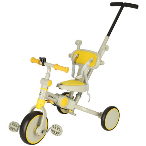 Rowerek trójkołowy TRIKE FIX V4 rower spacerówka rowerek biegowy 6w1 szary żółty