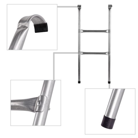 Drabinka do trampoliny ogrodowej schodki uniwersalna metalowa 86,5 x 37 cm Drabinka do trampoliny ogrodowej schodki uniwersalna metalowa 86,5 x 37 cm