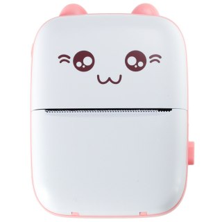 Drukotek drukarka mini termiczna do zdjęć notatek etykiet + kabel USB kotek kot różowy