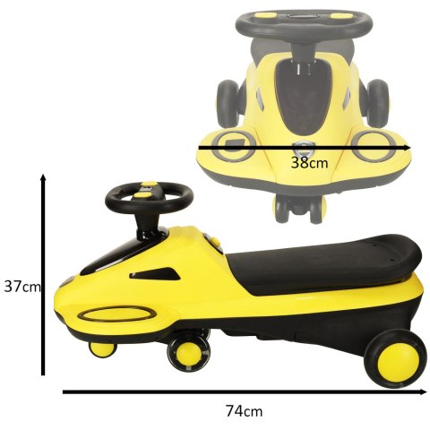 Jeździk grawitacyjny świecące koła LED z muzyką grający skuter 74cm żółto-czarny max 100kg Jeździk grawitacyjny świecące koła LED z muzyką grający skuter 74cm żółto-czarny max 100kg
