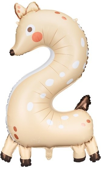 Balon foliowy urodzinowy cyfra "2" - Sarenka 50x88 cm Balon foliowy urodzinowy cyfra "2" - Sarenka 50x88 cm