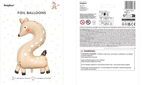 Balon foliowy urodzinowy cyfra "2" - Sarenka 50x88 cm Balon foliowy urodzinowy cyfra "2" - Sarenka 50x88 cm