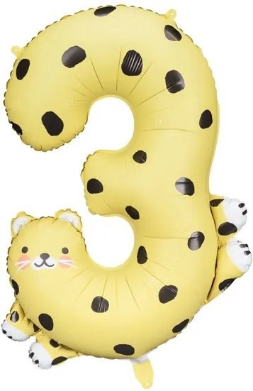 Balon foliowy urodzinowy cyfra "3" - Gepard 55x75 cm Balon foliowy urodzinowy cyfra "3" - Gepard 55x75 cm