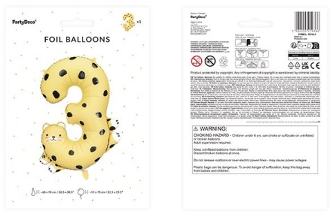 Balon foliowy urodzinowy cyfra "3" - Gepard 55x75 cm Balon foliowy urodzinowy cyfra "3" - Gepard 55x75 cm