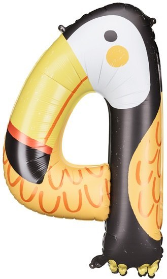 Balon foliowy urodzinowy cyfra "4" - Tukan 47x80 cm Balon foliowy urodzinowy cyfra "4" - Tukan 47x80 cm