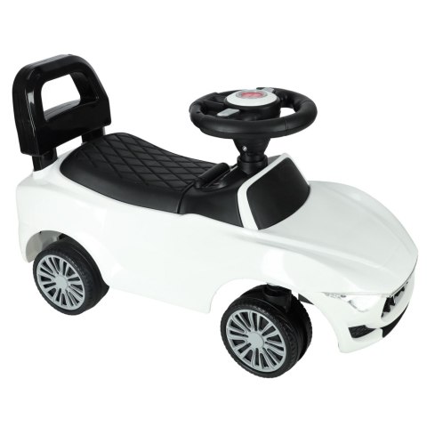 Jeździk pchacz samochód auto z dźwiękiem i światłami biały