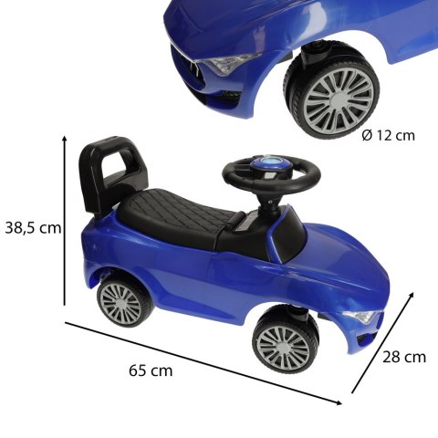 Jeździk pchacz samochód auto z dźwiękiem i światłami niebieski