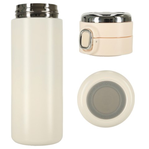 Kubek bidon termiczny z ustnikiem termos LED 420ml beżowy Kubek bidon termiczny z ustnikiem termos LED 420ml beżowy