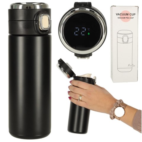 Kubek bidon termiczny z ustnikiem termos LED 420ml czarny Kubek bidon termiczny z ustnikiem termos LED 420ml czarny