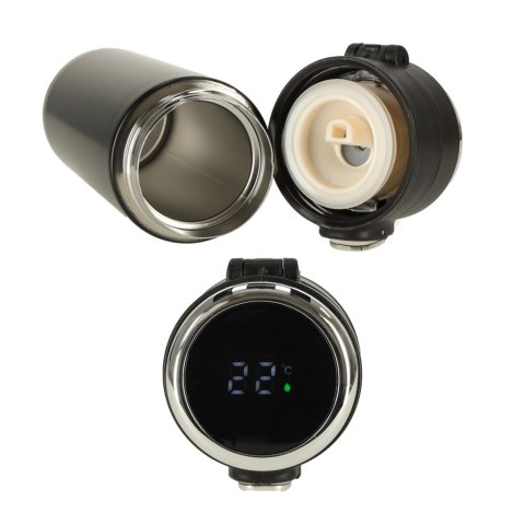 Kubek bidon termiczny z ustnikiem termos LED 420ml czarny Kubek bidon termiczny z ustnikiem termos LED 420ml czarny