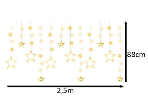 Lampki LED kurtyna gwiazdki 2,5m 138LED ciepły biały Lampki LED kurtyna gwiazdki 2,5m 138LED ciepły biały