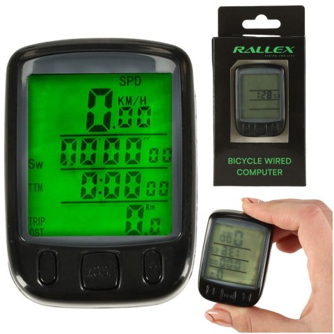 Licznik rowerowy RALLEX wodoodporny przewodowy prędkościomierz podświetlany 25w1 LCD