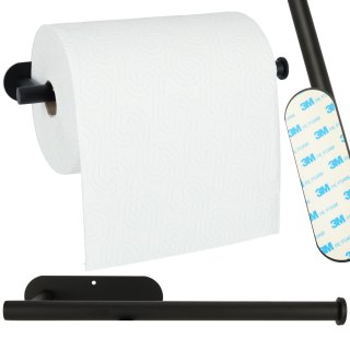 Uchwyt wieszak na papier ręcznik papierowy kuchenny taśma dwustronna mat loft czarny