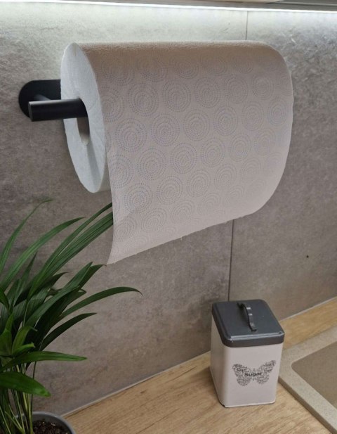 Uchwyt wieszak na papier ręcznik papierowy kuchenny taśma dwustronna mat loft czarny Uchwyt wieszak na papier ręcznik papierowy kuchenny taśma dwustronna mat loft czarny