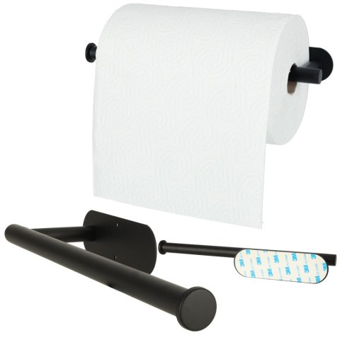 Uchwyt wieszak na papier ręcznik papierowy kuchenny taśma dwustronna mat loft czarny Uchwyt wieszak na papier ręcznik papierowy kuchenny taśma dwustronna mat loft czarny