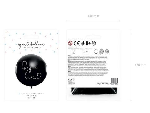 Balon Gender Reveal Chłopiec czy dziewczynka różowe konfetti 100cm Balon Gender Reveal Chłopiec czy dziewczynka różowe konfetti 100cm