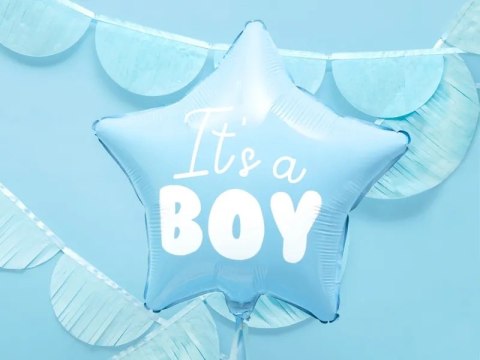 Balon foliowy "It's a boy" na baby shower gwiazda niebieska 48cm Balon foliowy "It's a boy" na baby shower gwiazda niebieska 48cm