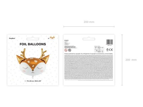 Balon foliowy Jelonek głowa 73cm x 64cm Balon foliowy Jelonek głowa 73cm x 64cm